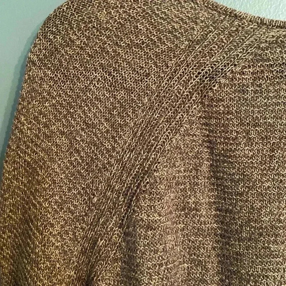 Eileen Fisher 100% linen brown knit high low short sleeve top size small - Picture 7 of 8